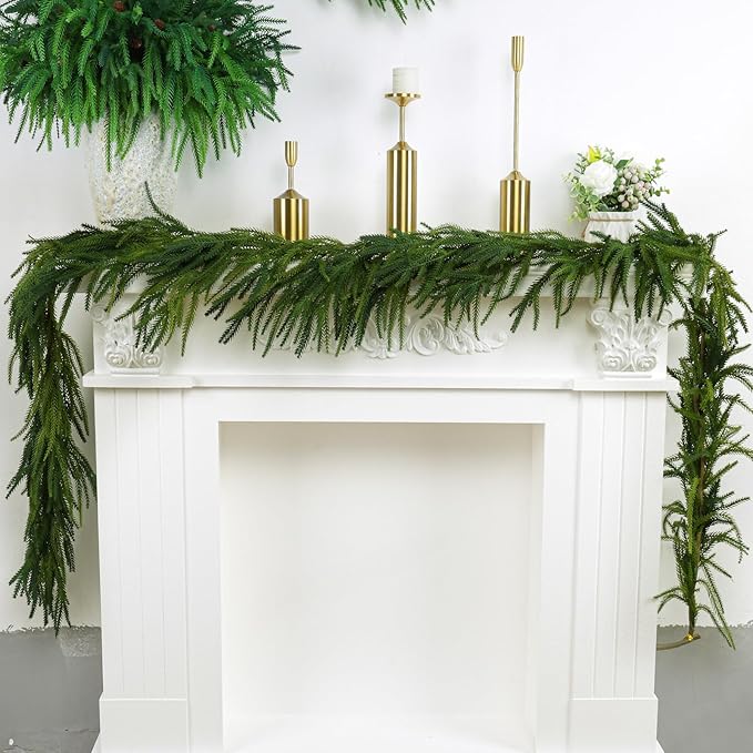 Garlands: 3-Pack 9 Ft Green Norfolk Pine Garland Set, PE