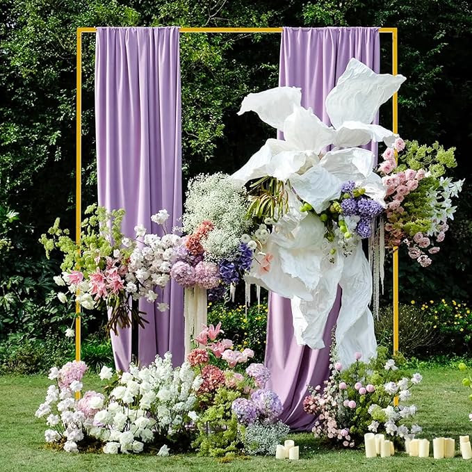 Asee'm 6.6FTx5.2FT Gold Wedding Arch Backdrop Stand Square Metal Rectangular Arch Frame for Ceremony Party Birthday Bridal Baby Shower Anniversary Arbor Balloon Decoration