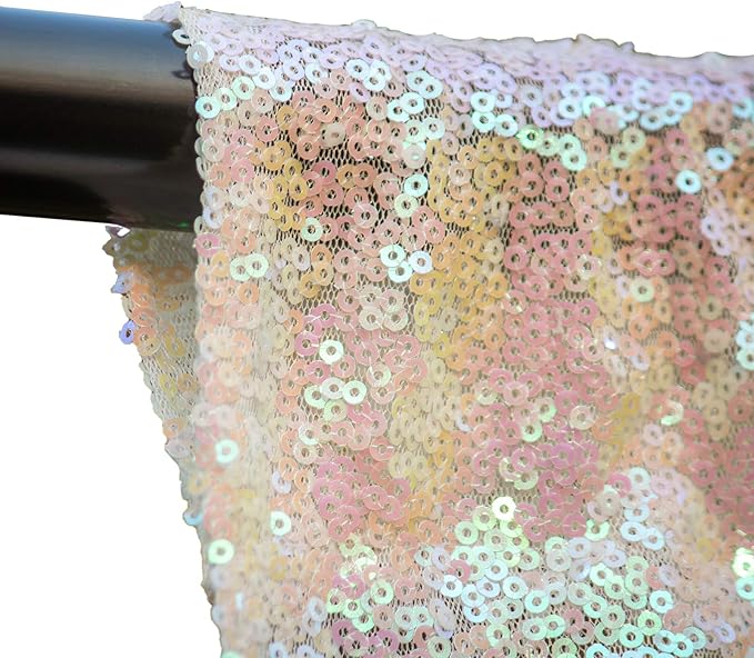 JYFLZQ White Iridescent Sequin Backdrop Curtains 2ft x 8ft 2 Panel Glitter Photo Booth Backdrops Sparkly Photography Background Drapes for Parties Wedding Bridal Showers