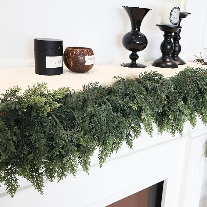 Garland - 9 Ft Green Artificial Cedar with Soft-Touch PE Foliage