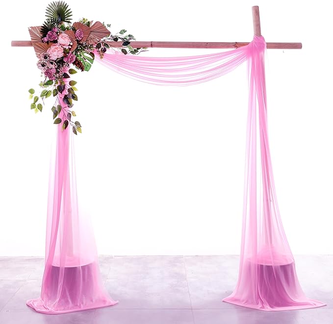 Sheer Chiffon Fabric Panels, Bubblegum Pink, 3 Pack 30 in x 20 ft