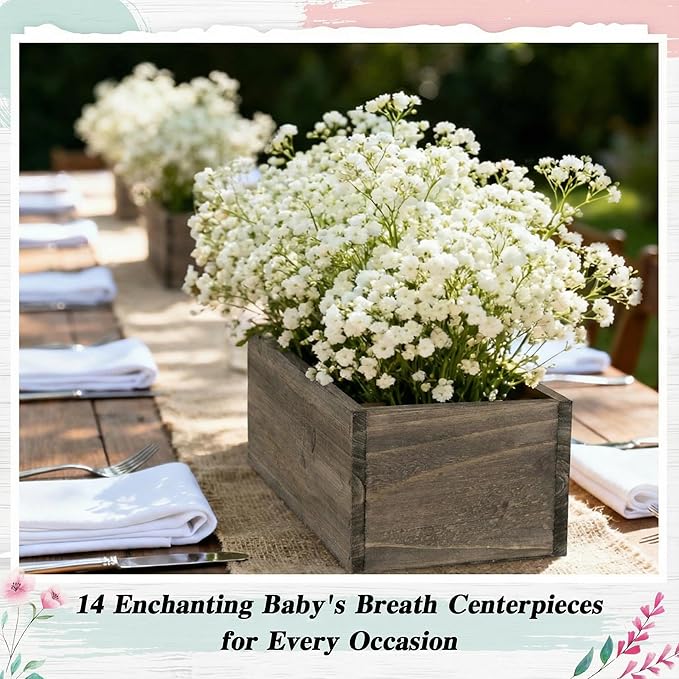 Planter Box Set for Centerpieces, Rustic Brown Wood, 12 x 4 Inch