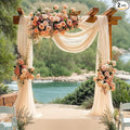 2 Panels Wedding Arch Draping Fabric Champagne Sheer Backdrop Curtain Arch Drape for Wedding Ceremony Reception,Bridal Shower Party Decorations 28" X 19ft