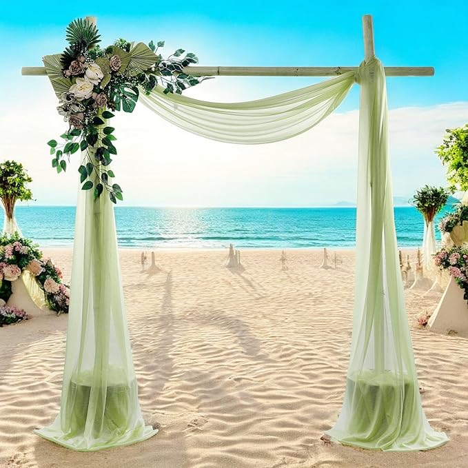 MDS Halloween Chiffon Draping Fabric - 1 Panel, 30" Wide x 20ft Long - Sheer Spooky Arbor & Canopy Drapery for Haunted House Backdrops, Party Ceilings, DIY Costumes & Themed Events - Sage Green
