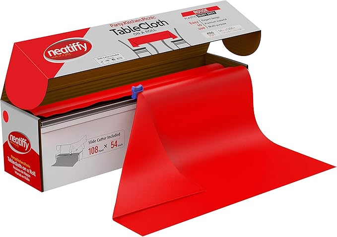 Tablecover Roll, Red Plastic, 54 x 1296 Inches, Disposable