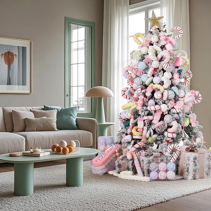 LANGXUN 6pcs Lollipop Candy Land 2025 Xmas Birthday Party Wedding Suppiles Decoration, Hanging Candy Cane Christmas Tree Décor, Christmas Decorative Hanging Ornaments Crafts