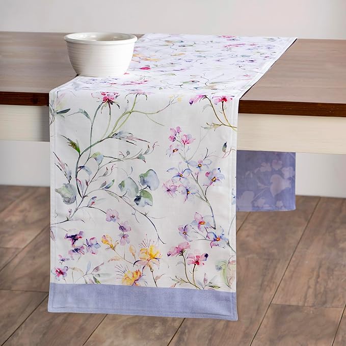 Maison d' Hermine Table Runner 100% Cotton Double Layer Table Runners 72 inches Long Decorative for Home Kitchen Dining Party Wedding Bridal Shower Spring Summer (Summer Floral, 14.50" x 72")