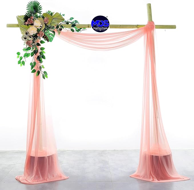 MDS Halloween Chiffon Draping Fabric - 1 Panel, 30" Wide x 20ft Long - Sheer Spooky Arbor & Canopy Drapery for Haunted House Backdrops, Party Ceilings, DIY Costumes & Themed Events - Peach