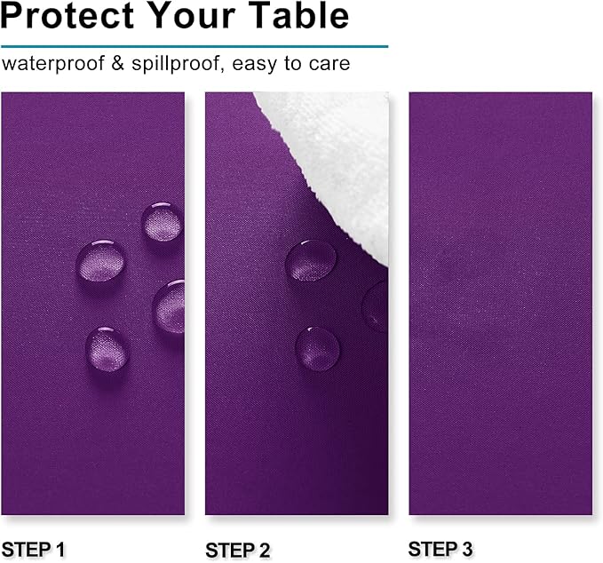 Hiasan Waterproof Tablecloth Rectangle - Washable Fabric Table Cloth for Dining Room Kitchen Birthday Party and Outdoor Use, Royal Purple, 30 x 60 Inch