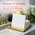 Disposable Napkins 200 Count, Linen-Feel 2-Ply, White and Gold Floral