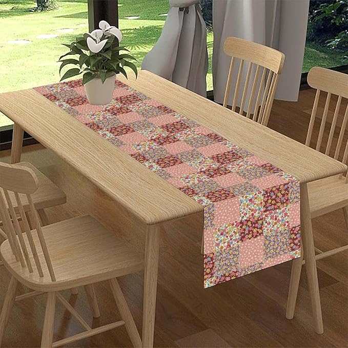 Boho Patchwork Table Runner, Vintage Farmhouse Colorful Wildflowers Bohemian Paisley Flower Table Center Decor for Home Kitchen Dining Patio Holiday Party Indoor Table Decorations, 13"x36" Inch