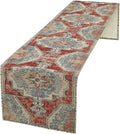 Boho Floral Vintage Table Runner, Retro Blue Red Flower Rustic Country Farmhouse Abstract Pattern for Home Kitchen Table Decor Dining Coffee Room Party Decor 13x90in