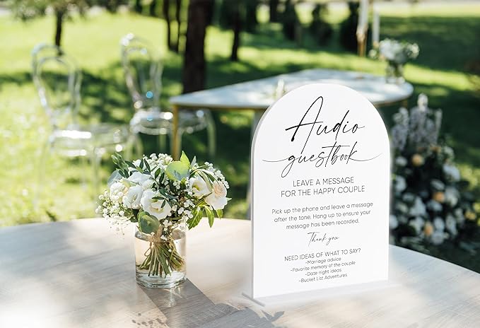Decorative Sign Plaque, 6x8 Inch White Arch Acrylic with Base