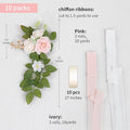 Artificial Pink Rose Wedding Aisle Flowers, 10 Pieces with Chiffon Ribbon