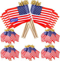 100pcs Small American Flags on Stick, Handheld 4 x 6 Inchs Mini American Flags with Kid-Safe Golden Spear Top, US Flags for 4th of July Decorations Outdoor, Independence Day Decorations