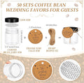 Coffee Bean Decorative Bottles, 50 Clear Plastic Jars with Lids and Cards