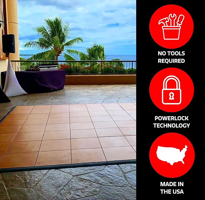 Big Floors 3X3OAKFLOOR Interlocking Lightweight Plastic Modular Dance Floor Kit (3' x 3'), Oak, 21 Piece
