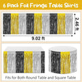 29 x108 Inch Gold Silver Wave Foil Fringe Table Skirts, 6 Pack – Black