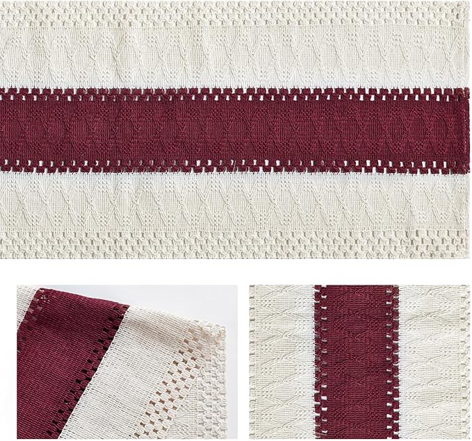Artoid Mode Red Farmhouse Rustic Table Runner, Seasonal Holiday Hollow Kitchen Dining Table Decoration for Home Party Decor 12x120 Inch