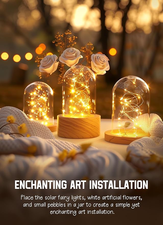 Outdoor String Lights, 400 LED Warm White Solar Powered 132 Ft