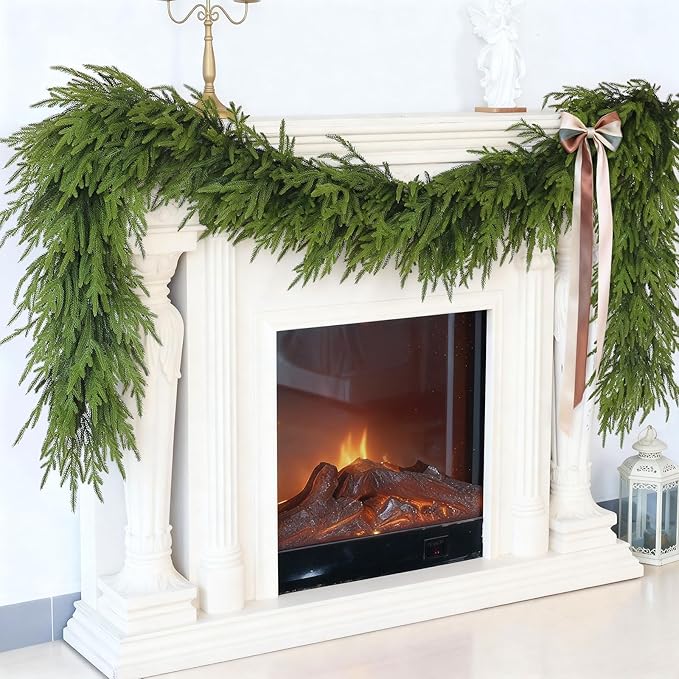 Garlands 2 Pack, 5 Ft Green Plastic Norfolk Pine Christmas Garland