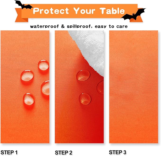 Hiasan Pumpkin Orange Square Tablecloth - Waterproof and Spillproof Restaurant Washable Polyester Table Cloth for Dining Room, 54 x 54 Inch