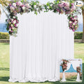 White Backdrop Curtain for Wedding Decor Holiday Party - White Wedding Backdrop Polyester Photography Backdrop Drapes Baby Shower Birthday Privacy Sliding Curtains Home Decor, 5ft x 8ft, 2 Panels