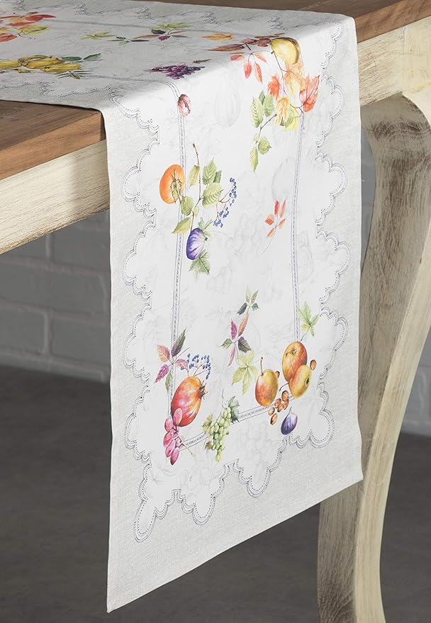 Maison d' Hermine Table Runner 100% Cotton Single Layer Table Runners 36 inches Long for Thanksgiving Christmas Decorations Home Kitchen Dining Party Wedding (Fruit D'Hiver, 14.5" x 36")