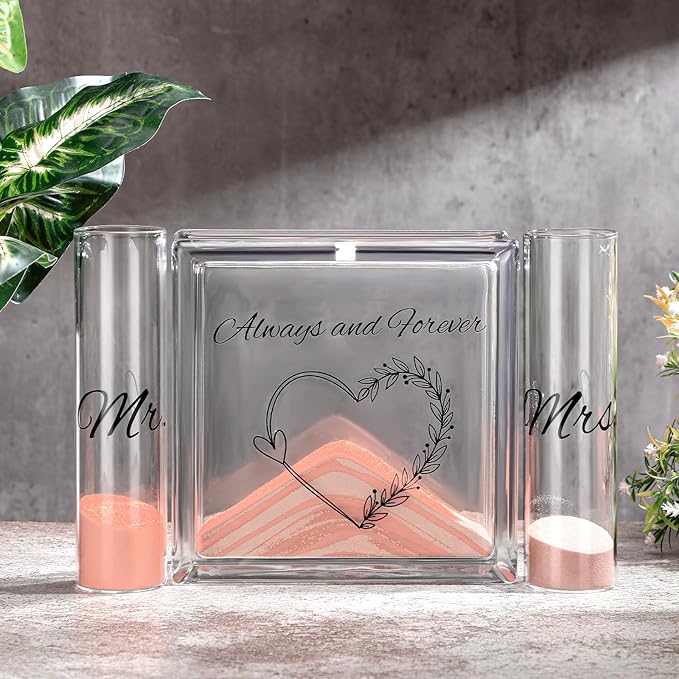 Vases Unity Sand Ceremony Set, 2 Glass Vases and Jar, Light Colors