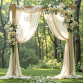 Wedding Arch Draping Fabric 2 Panels 18Ft Nude Sheer Chiffon Curtain Drapes 6 Yards for Wedding Ceremony Birthday Party Decoration