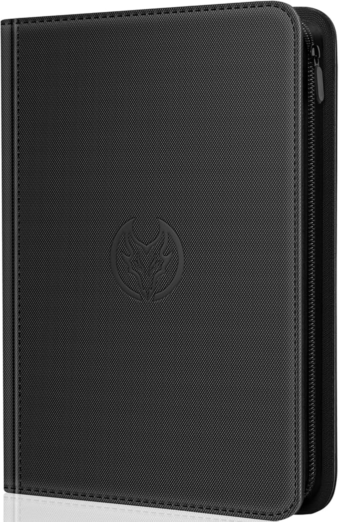 UWULK Card Binder,9 Pocket Side-Loading Trading Card Binder - Hord 360 Cards,Ringless Card Folder Holder for TCG MTG Sports Cards-Zipper Card Collection Album(Black)