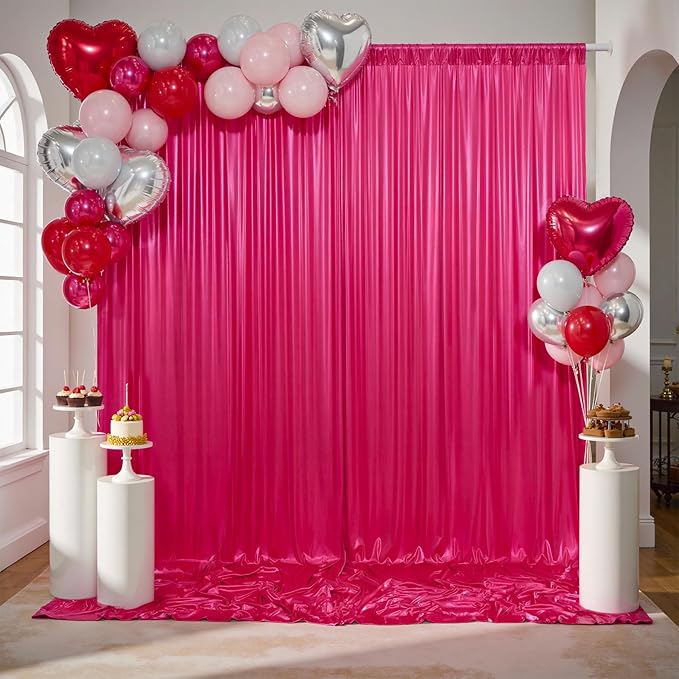 Backdrop Curtain, Hot Pink Sequin, 4 Panels (Each 5x10 Ft)