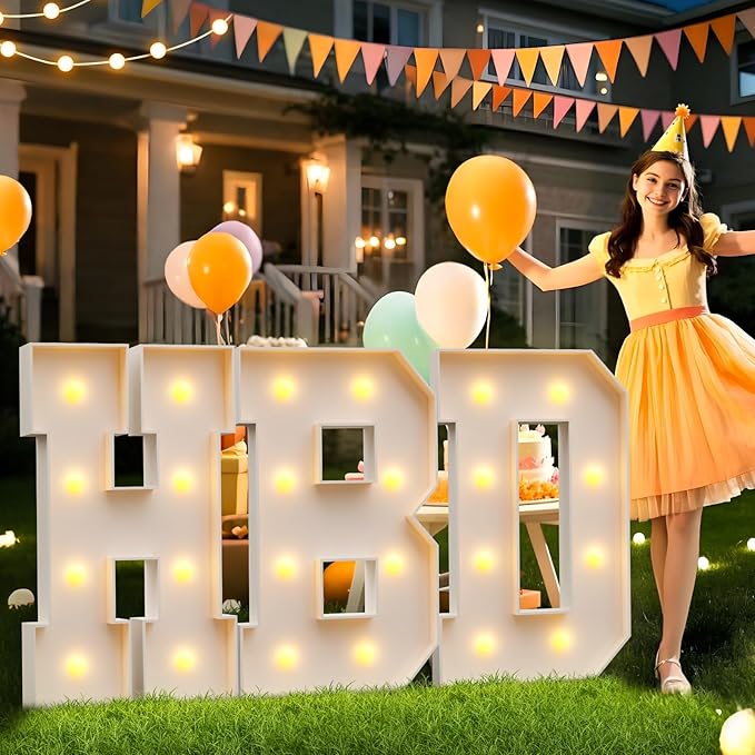 Light Up Marquee Letters, 3 Ft Foam Board Party Decor