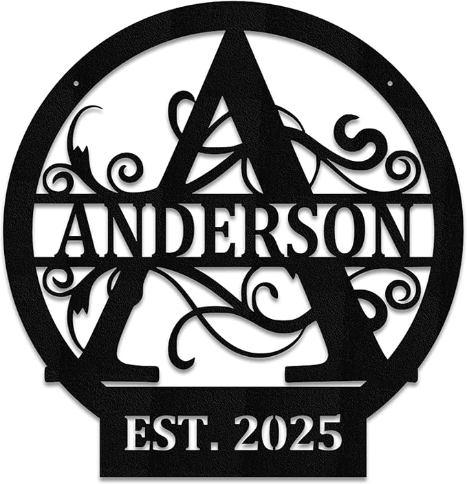 Decorative Steel Sign Plaque, Powder-Coated Finish, Personalized Monogram