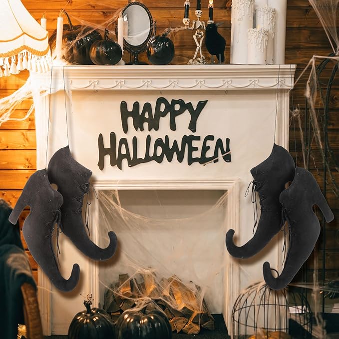 Hanging Ornament Halloween Witch Shoe, 12 Inch Suede with Lanyard