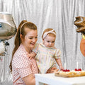 Sequin Photography Backdrop Curtain for Party, 8FT X 8FT – Silver
