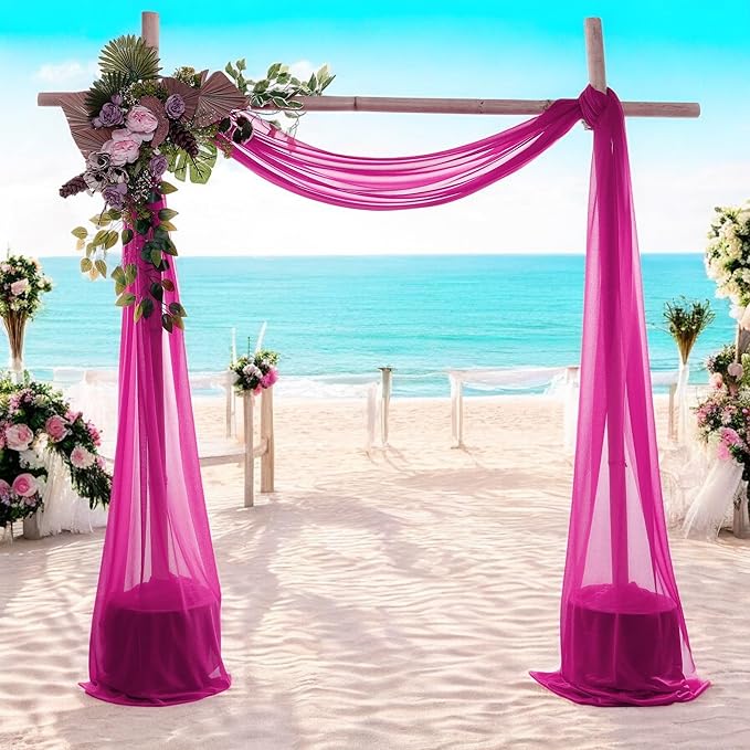 MDS Halloween Chiffon Draping Fabric - 1 Panel, 30" Wide x 50ft Long - Sheer Spooky Arbor & Canopy Drapery for Haunted House Backdrops, Party Ceilings, DIY Costumes & Themed Events - Magenta