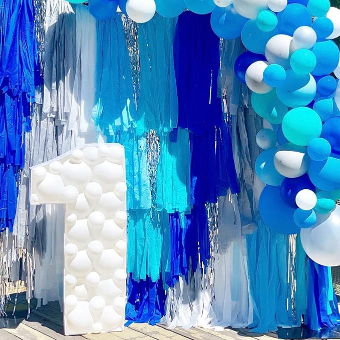 PartyWoo Crepe Paper Streamers 4 Rolls 328ft, Pack of Blue Crepe Paper for Party, Wedding, Birthday, Baby Shower Decorations (1.8 Inch x 82 Ft/Roll)