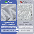 Backdrop Curtain Panels in Silver Glitter, 6 Pieces, 5 x 10 ft Each