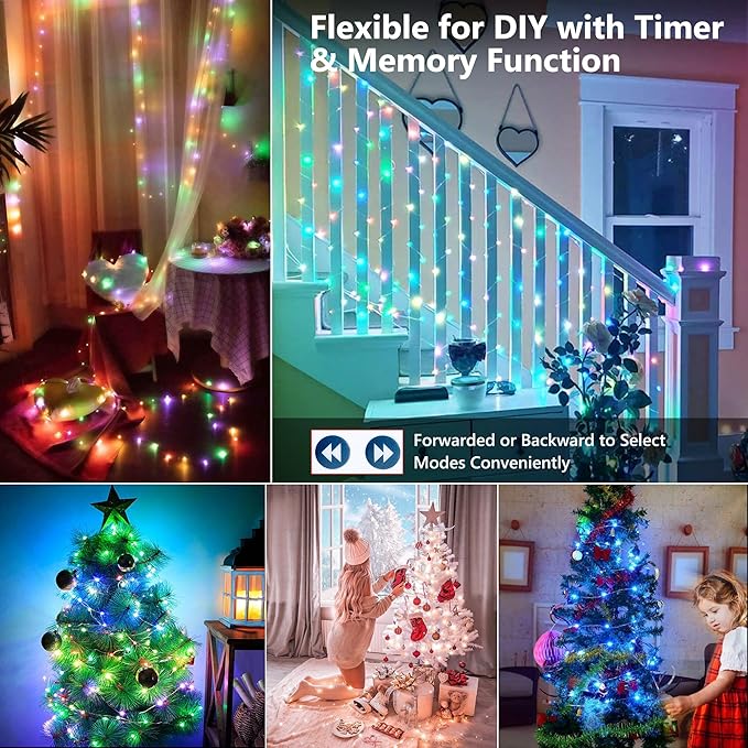 Indoor String Lights, 66 Ft 200 LED Color Changing with Timer