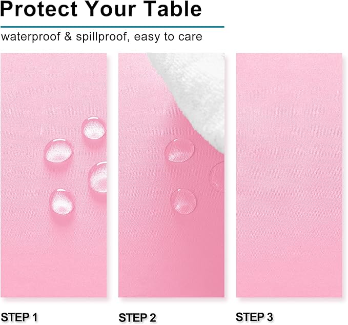 Hiasan Pink Tablecloth Rectangle - Waterproof & Spillproof and Washable Oblong Table Cloth for Dining/Party, 54 x 80 Inch
