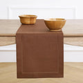 Solino Home Linen Brown Table Runner 90 Inches Long - 100% Pure Linen Hemstitch 14 x 90 Inch Table Runner for Dining, Fall, Autumn, Thanksgiving - Classic Hemstitch