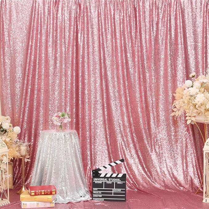 Eternal Beauty Fuchsia Pink Sequin Backdrop, 6x8 Ft Glitter Background Curtains for Shimmer Photography Party Wedding Birthday Back Drop Decor