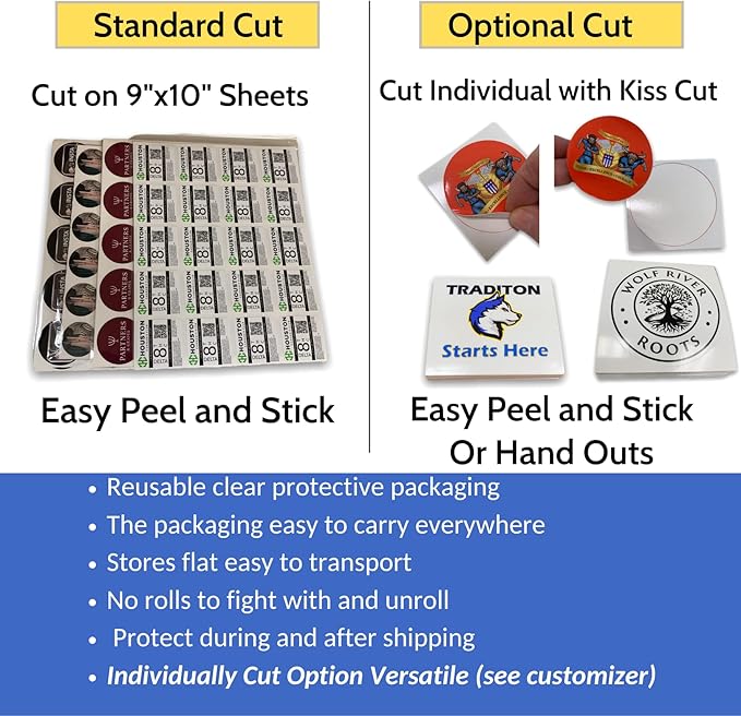 Avgrafx 110 Round or Square Custom Personalized Stickers Labels Vinyl Waterproof Dishwasher Safe, Made USA, Any Text or Image (4x4 Inches)