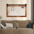 Farmhouse Barn Door Mirror, 41" X 26" Rustic Wood Framed Wall Mirror