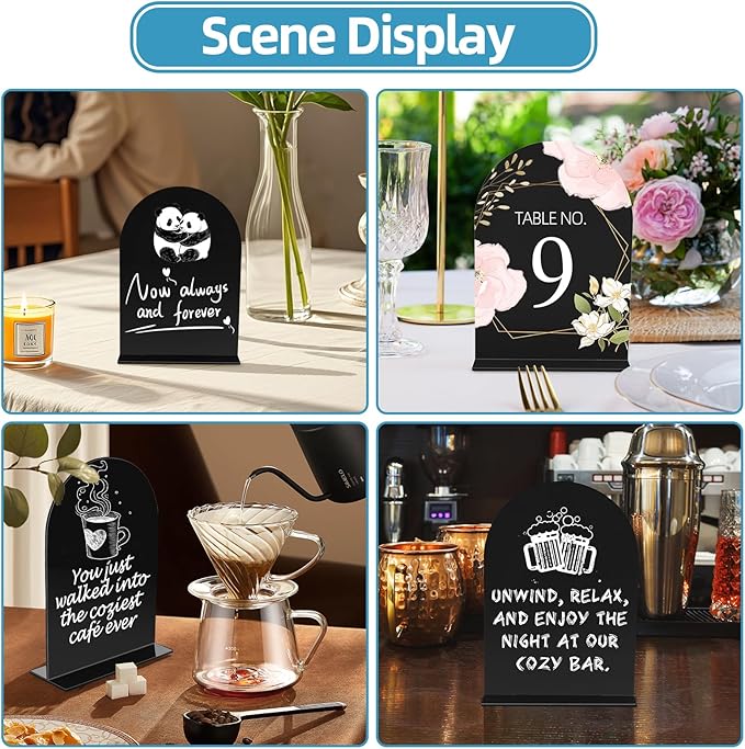 Tabletop Signs, 12 Pack Arched Acrylic 5 x 7 Inch Blank Reusable Plates