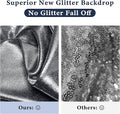 Thick Silver Sequin Backdrop Curtain for Parties, 10 Ft X 10 Ft – Black