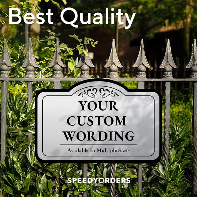 Custom Decorative Outdoor Metal Signs, Personalized Aluminum, Customized Driveway, Waterproof Made In USA, Silver 14x10 In