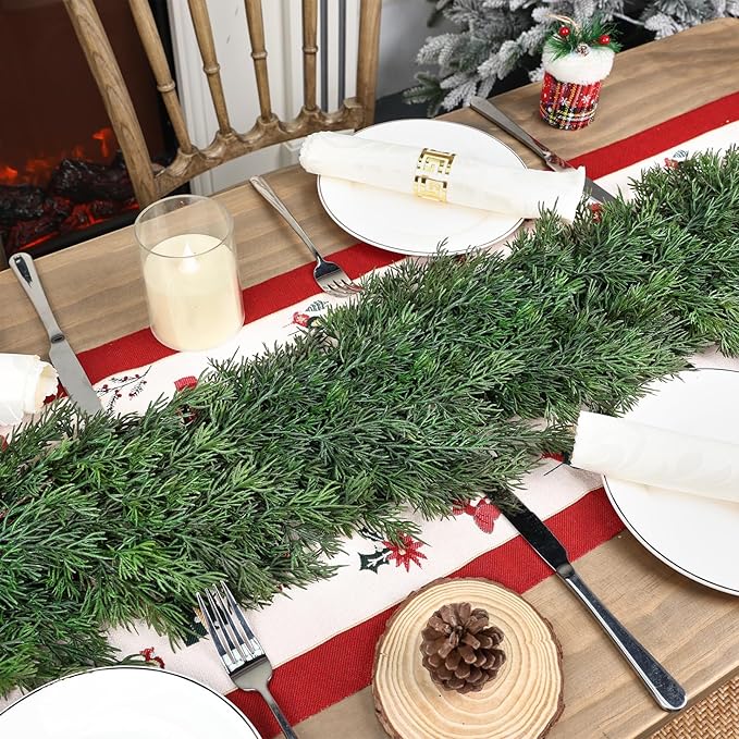Garland, 6 Ft Green Faux Pine with 154 Sprigs and End Hooks