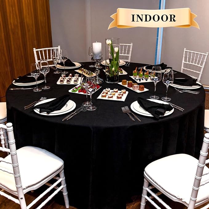 Round Tablecloths, Black, 8 Pack, 90 Inch Polyester